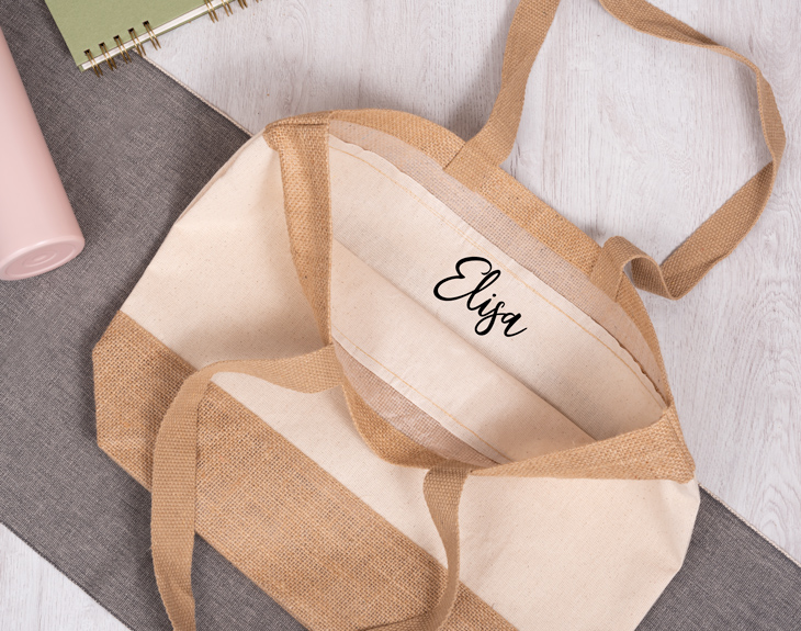 Sac Fourre-tout En Coton Personnalisé Avec Initiale - Noir - Taille M