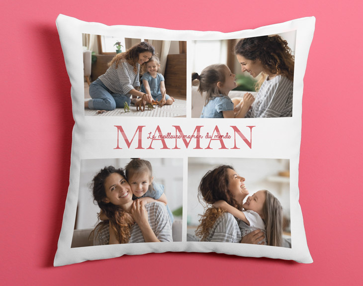 Coussin coeur Bonne fête Maman personnalisé | Monsieur TSHIRT